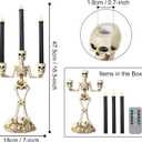 KI Store Skeleton Candelabra with Black LED Candles Set 20-Inch Gothic Decorations for Halloween Fireplace Mantel Table Centerpieces (White)