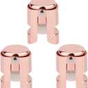 3pcs Champagne Stoppers, Stainless Steel & Silicone Bottle Cork Leak-Proof Keep Bubbles Fresh Champagne Sealers & Wine Savers Reusable Wine Stopper for Cava Prosecco and Sparkling (Rose Gold)