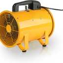 Tech Drive 8 Inch High Velocity Industrial Ventilator, 2 Speeds, Portable Exhaust Axial Fan, Utility Blower Fan, Fume Ventilation Extractor, All Metal Construction, Yellow