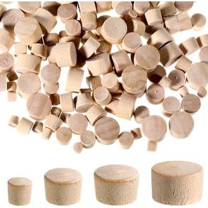 160Pcs Wood Plugs for Screw Holes 4 Sizes 1/2", 3/8", 5/16", 3/16" Flat Head Wooden Hole Plugs for Holes in Furniture, Table, Chair Legs, Cabinet Reserved Hole