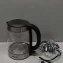 Amazon Basics Electric Kettle with Glass Carafe for Tea and Coffee, BPA-Free, Fast Boiling, Auto Shut-Off, Boil-Dry Protection, Water Level Indicator, 1.7 Liter, 1500W, Black and Silver (1.8 Quarts)