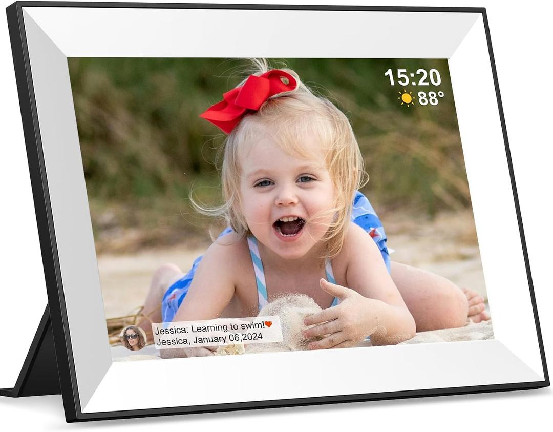 Frameo Digital Picture Frame,WiFi Digital Photo Frame with 10.1 Inch 1280x800 IPS Touch Screen,Easy Load from Phone Digital Frame,Auto Rotating Pohto/Video by Electronic Picture Frame,Best Gift