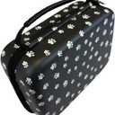 Pet Inhaler Travel Case, Black with Paw Print Design, Cleaning Brush and Pet Care Accessories, Portable Inhaler Carry Case for Dogs, Cats and Horse.