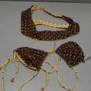 Pivanzore Bandeau Bikini Sets for Women Two Piece Floral Swimsuits Strapless Tube Bikini Top and Cheeky Thong Bathing Suit (Small, Gold)
