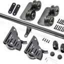 DIYHD 4FT Rustic Black Sliding Library Ladder Full Set Track Kit,Rolling Ladder Hardware with Braking Floor Wheels,330lbs Capacity,Kit for Bookshelves,Cabinets &Kitchen