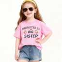 Big Sister Shirts for Girls Toddler Kids Announcement Outfit Promoted to Big Sis T-Shirt Short Sleeve Tees 2-8T