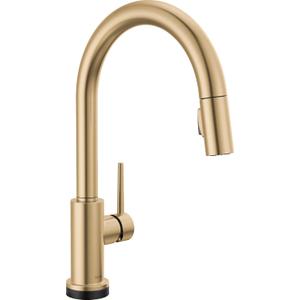 Delta Trinsic Brushed Gold Touch Kitchen Faucet with Pull Down Sprayer, Modern Single Hole Touch On Kitchen Sink Faucet, Single Handle, Champagne Bronze 9159T-CZ-DST