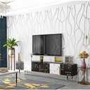 High-End Deerskin Velvet Aluminum Foil Vertical Stripes Peel and Stick Wallpaper Bedroom TV Backdrop Wall 3D Wallpaper (Silver White self-Adhesive Version 9361)