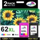 62XL Ink Cartridges Black and Color Replacement for HP Ink 62 for HP 62XL Ink Cartridge Combo Pack HP62 HP62XL Envy 7640 7645 5660 5540 5661 OfficeJet 5740 8040 Mobile 200 250 258 Printer ink 62