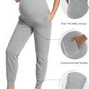 Peauty Women's Maternity Pants with Pockets,Over The Belly Stretchy Maternity Activewear Jogger Track Cuff Pregnancy Pants (Gray, S)