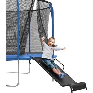 Universal Trampoline Slide 6 Fabric Handles 60" * 20" Slide with Resistant Fabric Safety Ladder for Kids and Toddler (Black)