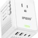 800W Power Converter Adapter Combo, Specially for Hair Dryers, 220v to 110v Voltage Converter with AC Sockets, 2 USB C & 2 USB A Ports, Compact Voltage Converter US to Europe(White)