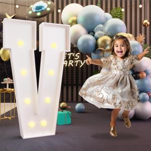 Imprsv 3FT Light Up Marquee Letter V for Birthday, Baby Shower, Wedding, Engagement Party Decorations - Large Letter for Party Decor