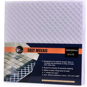 Uni-Green Mosaic Mesh Back with Strong Adhesive for Mosaic Tile Installation 12X12 (11pcs/Pack) for Children Handmade Crystal Craft for Bathroom Kitchen Home Decoration DIY Art Projects.