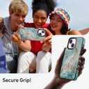 Goodon for iPhone 13 Case Wallet - Flip Folio Leather Cover with Trendy Floral Design, 3 Card Slots & Kickstand Function, Stylish Protective Phone Case for Women and Girls - Teal Gold Marble