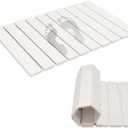 Revid Foldable Stone Bath Mats for Bathroom, 24"(L)16"(W) Diatomaceous Earth Bath Mat, Non-Slip Quick Dry Stone Mat, White