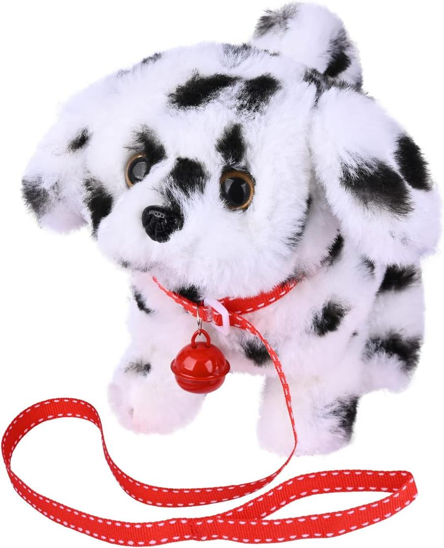 WorWoder Plush Teddy Toy Puppy Electronic Interactive Pet Dog - Walking, Barking, Tail Wagging, Stretching Companion Animal for Kids (Dalmatians)