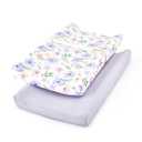 TILLYOU Changing Pad Cover Girl Set in Soft Jersey Material - Fits 32"/34''x16 Contoured Pad for Babies, Brilliant Little Flowers and Purple