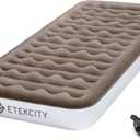Etekcity Air Mattress Upgraded Twin Size Camping Air Bed Blow Up Bed Inflatable Mattress Raised Airbed with Rechargeable Pump for Guest, Camping, Hiking, Height 9", Storage Bag, Brown