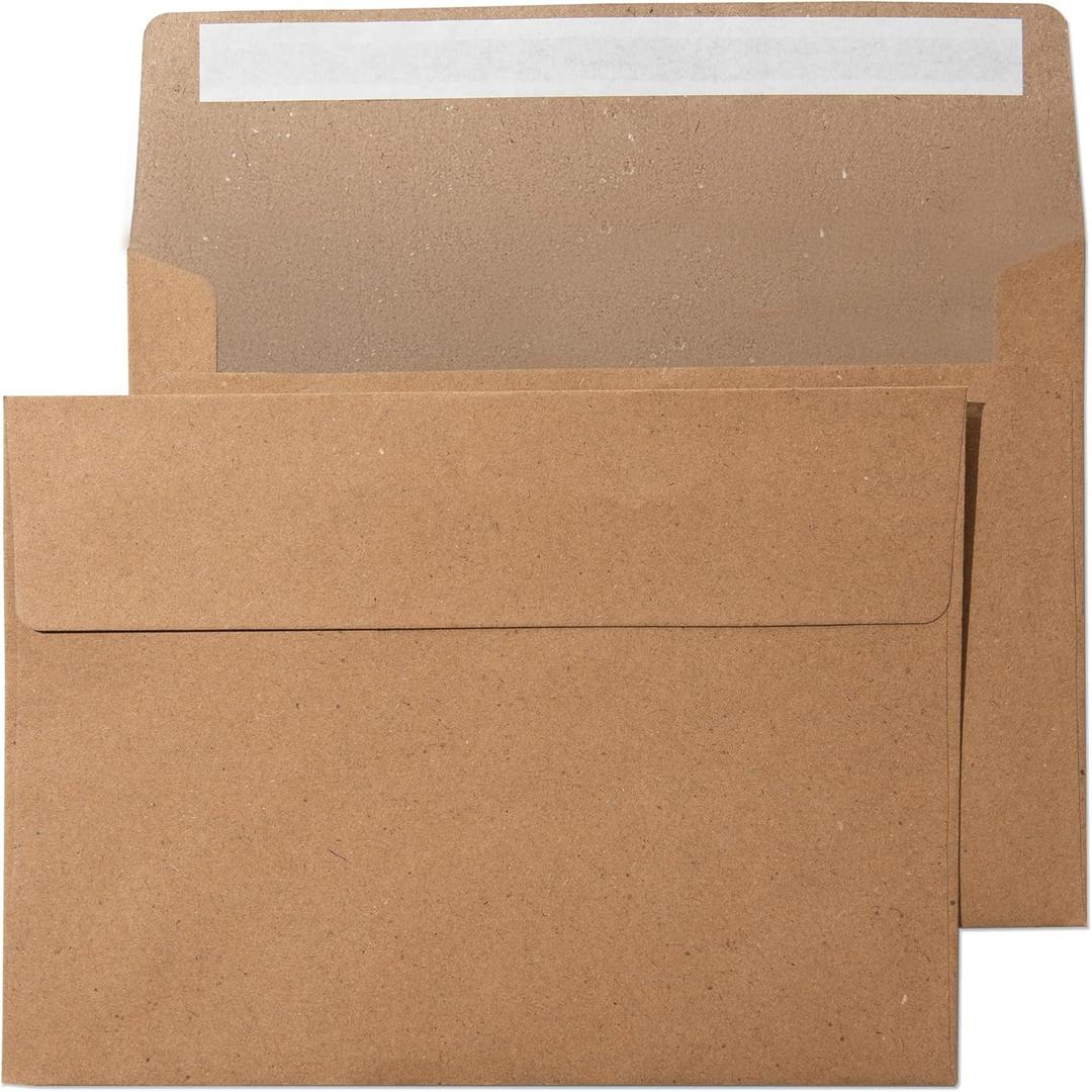 Pack It Chic - A7 Kraft Envelopes 5 X 7 (110 Count) Self Seal Envelopes for Wedding Invitations, Save the Date Cards, Graduation, Baby Shower, Photos, Greeting Cards, Mailings - 5 1/4" X 7 1/4"