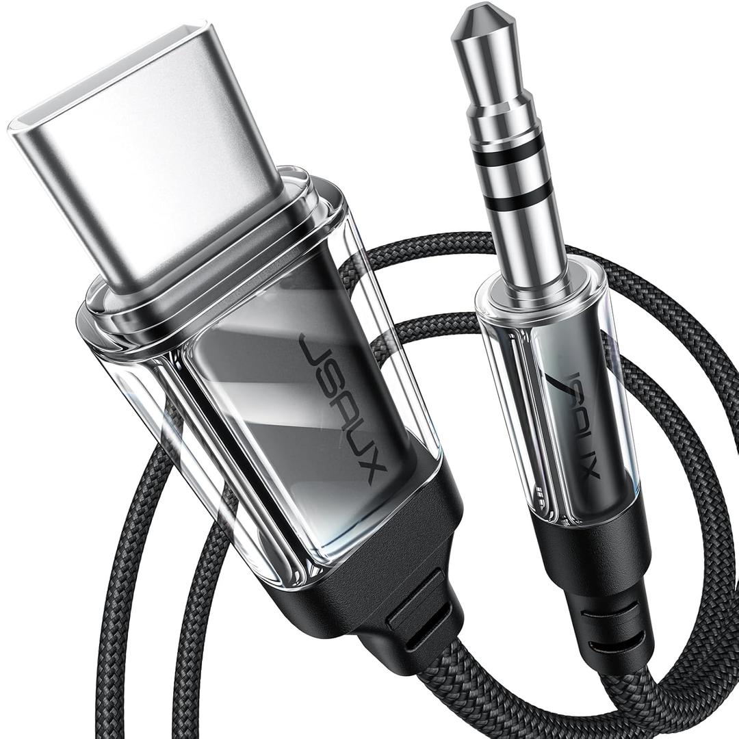 JSAUX Aux to USB C, USB C to 3.5mm Audio Aux Jack Cable Headphone Car Stereo Cord Compatible with iPhone 16/15 Pro Max, Samsung Galaxy S24 S23 Ultra, iPad Pro, Pixel 8-3.3FT