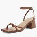 Women's Sandals Strappy Heels for Women Dressy Open Square Toe Comfort Chunky Block Heel Dress Shoes for Prom Party Wedding 9.5