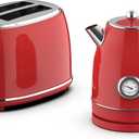 MegaChef 1.7 Quart Electric Tea Kettle and 2 Slice Toaster Combo (Red) (One Size)