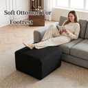 25.6" Corduroy Ottoman Foot Rest,Plush Memory Foam Couch Ottomans,Boneless Compressed Sofa in a Box for Living Room No Assembly Require,Black
