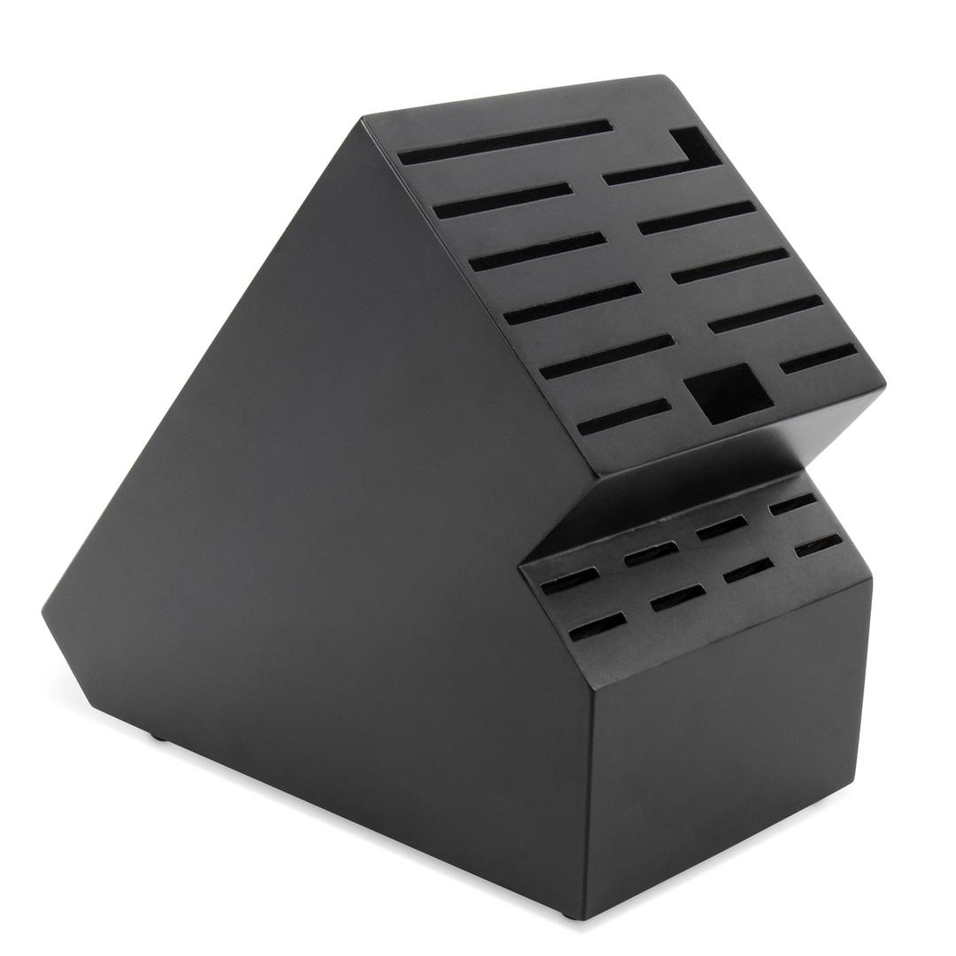 20 Slot Knife Block Storage without Knives,Acacia Wood Universal Knife Holder for Kitchen Countertop,Large Butcher Block Organizer,Easy Kitchen Knife Storage (Black)