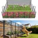 FXW Garden Fence Outdoor for the Yard  40in(H) x 36.4ft(L) Heavy Duty Metal Animal Barrier for Dog, No Dig Decorative Dog Fence, 16 Panels, Black