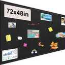 Large Bulletin Board, Foldable 72x48 Inches Cork Board Alternative, Large Felt Board Decorative Pin Board for Wall, Foldable Photo Board Self-Adhesive Vision Board with 36 Pushpins Black
