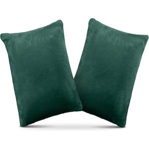 2 Pack Small Pillow, Memory Foam Mini Pillow 11 X 7 Inches for Travel, Sleeping, Nap and Neck, Knee, Lumbar Support, Tiny Cushion for Pet, Dogs (Dark Green)