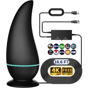 2026 Upgraded TV Antenna for Smart TV Indoor, 360 Strongest Range Reception, TV Antenna for Local Channels Enhanced Signal Booster, HDTV Digital TV Antenna Indoor HD,Supports 8K 4K 1080P (CurvePlate)