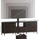 63" W TV Stand with Mount,Fabric Drawers for 55,65,75" TV