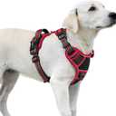 Eagloo Dog Harness for Large Dogs, Easy Wearing with 3 Buckles, Adjustable No Pull Pet Harness with 2 Rings for Walking, No Chock Reflective Soft Padded Vest with Control Handle, Black & Red, L