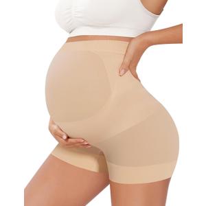 Peauty Boyshorts Maternity Shapewear & Underwear 2-in-1,Belly Support Pregnancy Shorts Essentials Maternity Skits, XL (Nude)