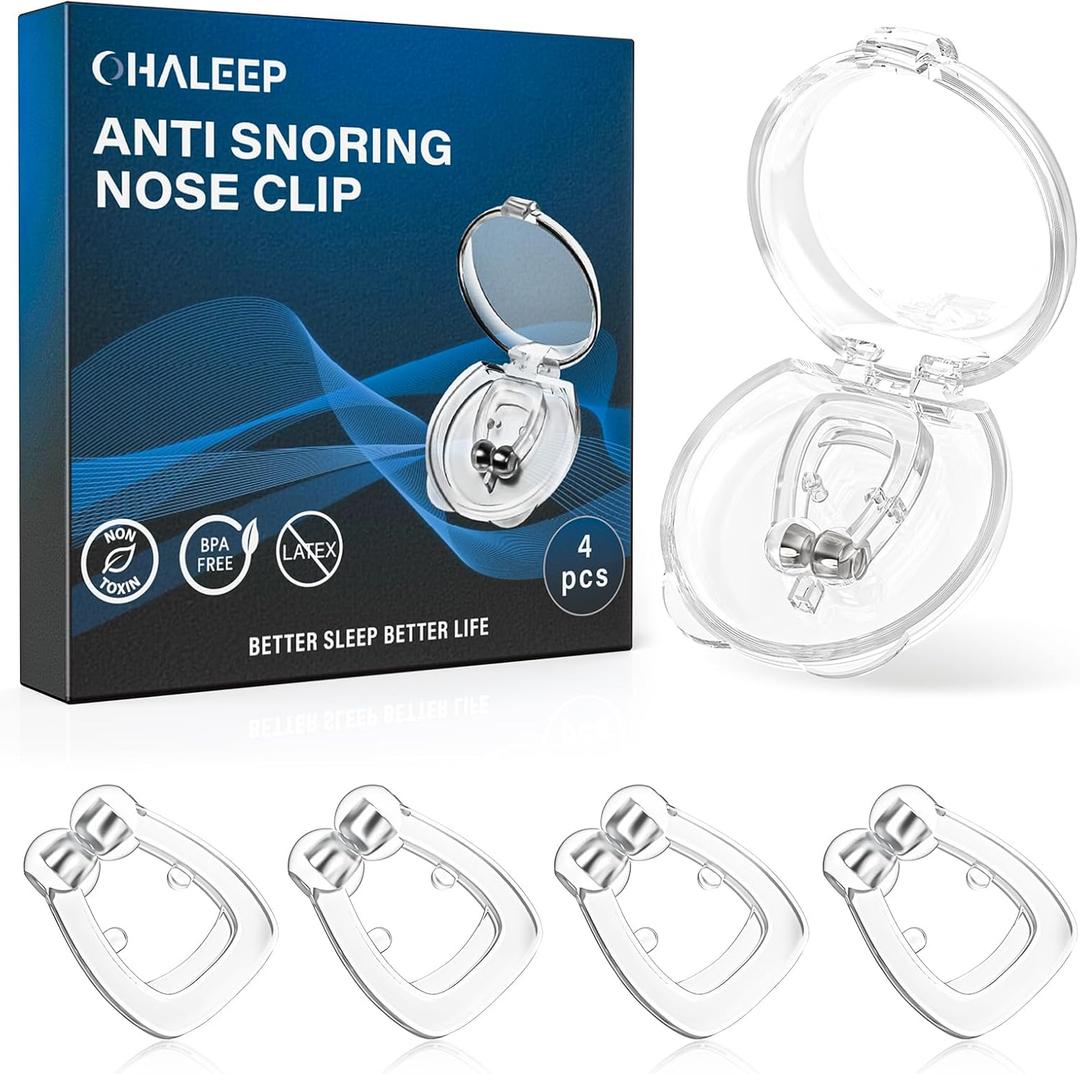 OHALEEP Anti Snoring Devices, Snore Stopper with Adjustable Magnet, Silicone Nose Clip Stop Snoring, Effective to Relieve Snoring, Snoring Solution for Comfortable and Quieter Sleep, Clear, M