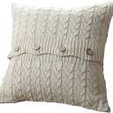 U'Artlines Cotton Knitted Decorative Pillow Case Cushion Cover Cable Knitting Patterns Square Warm Throw Pillow Cover (B Cream, 18x18)