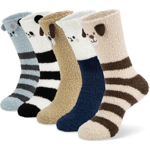 Mens Womens Fuzzy Socks Winter Warm Thermal Thick Boot Slipper Fluffy Sleeping Bed Sock for Christmas Gifts Unisex (Animal1)