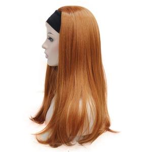 Long 3/4 Women's Wigs Hairpiece Straight With Adjust Black Headband Blonde Highlighted Wig Synthetic Hair 130A 24inches