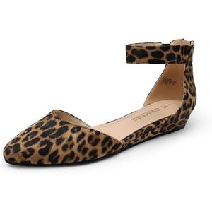 DREAM PAIRS Women's Low Wedge Round Toe Ankle Strap Dress Comfortable Casual Flats Shoes (11) Leopard-suede DREAM PAIRS Women's Low Wedge Round Toe Ankle Strap Dress Comfortable Casual Flats Shoes (11) Leopard-suede