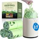 AYOTEE 2.6 Gallon Compost Bags with Handle Tie, 75 Count Small Biodegradable TrashBags 2.6 Gallon Trash Bag, Certified By ASTM Standard Mini Compost Kitchen Food Scrap Waste Bags for Compost Bin Green