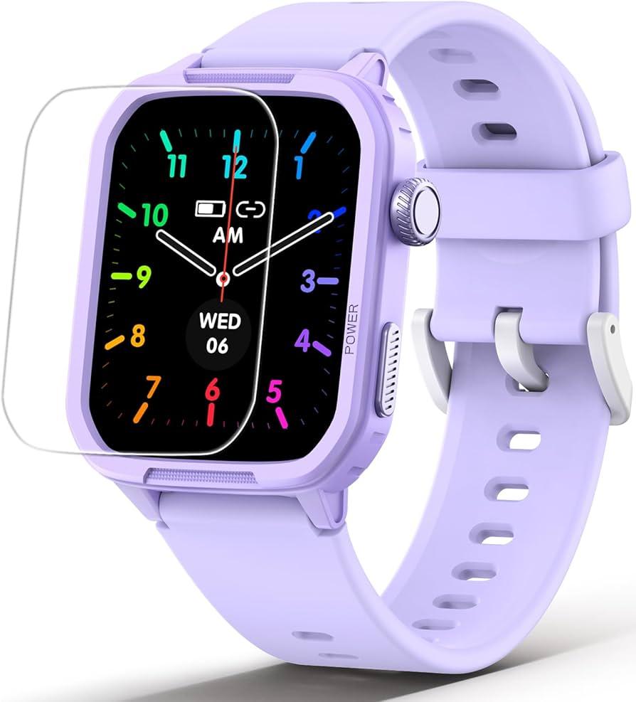 Kids Wach for Girls Boys 615 Year Old  Smart Watch for Kids 1.8" Fitness Tracker,No Phone needed,Pedometer Sleep Monitor Heart Rate Waterproof,Puzzle Game for Girls Boys Teens Birthday Gift (Purple)
