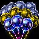 Vinsot 30 Pack LED Bobo Balloons Light Up Balloons Clear Helium Bubble Bobo Glow with String Lights for Parties Birthday Wedding Decoration (Cool White, Warm, Multi Color)