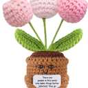 Thank You Gifts for Women Men - Crochet Flower with Inspirational Message, Appreciation Gift for Teacher Coworker Nurse, Desk Office Decor, Birthday Retirement