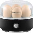 Elite Gourmet EGC115B Easy Egg Cooker Electric 7-Egg Capacity, Soft, Medium, Hard-Boiled Egg Cooker with Auto Shut-Off, Measuring Cup Included, BPA Free, Classic Black