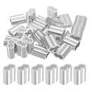 uxcell 5/16" 8mm Aluminum Crimping Loop Sleeve Double Ferrule for Wire Rope Cable Line End, Silver 25pcs