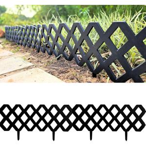 LaLaGreen Garden Edging Border (23x8.5 Inch, 10 Pack) Black Plastic Fence Panels, Landscape Edging for Yard Lawn Patio Pathways Trees, Decorative Flower Bed Borders Outdoor Style Decor