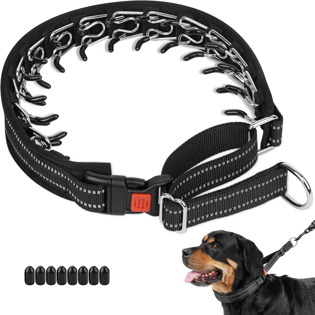 Crazy Felix No Pull Martingale Collar for Large Medium Small Dog Pitbull German Shepherd Doberman, Dog Collar Anti Pull with Buckle for Training Walking (Black, M/L-Neck 15-17", 1" Wide)
