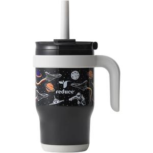 REDUCE 14 Oz Coldee Kids Tumbler with Lid and Straw - Coldee Insulated Travel Mug - Spill-Proof, Sweatproof Stainless Steel, BPA-Free - Includes Handle, Reusable Silicone Straw - Galaxy